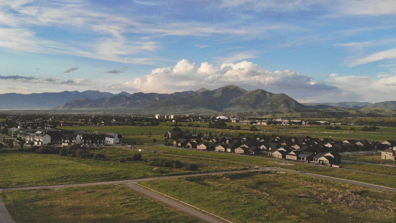 Row of homes and large field