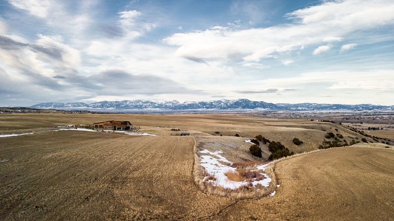 Aerial view of snowy field