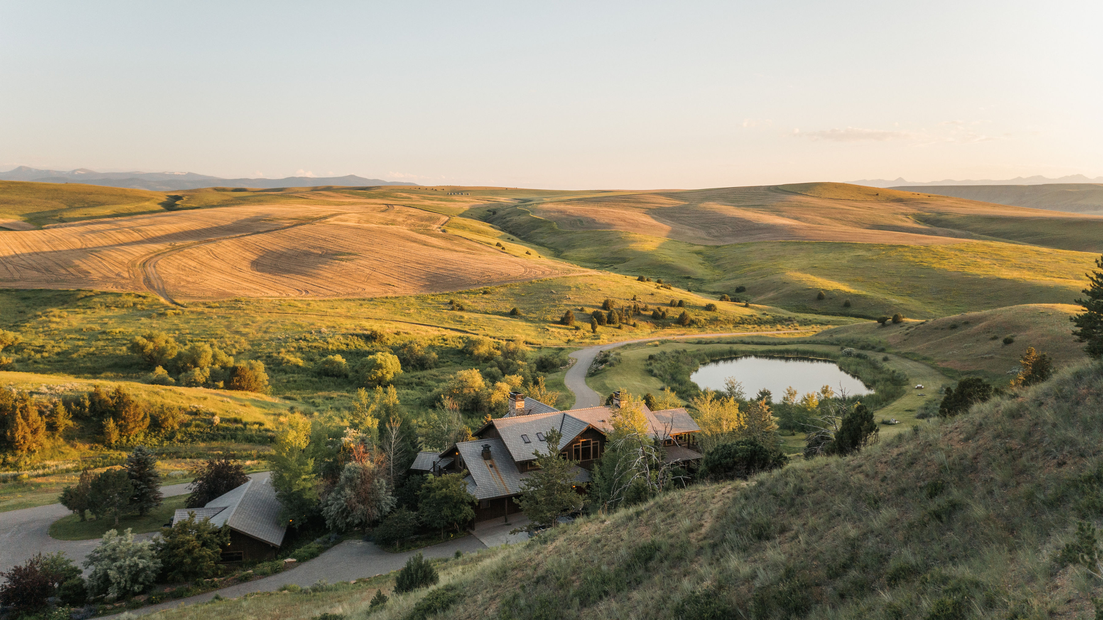 Aerial view of 6,200-acre luxury ranch near Three Forks, Montana featured in Mansion Global article